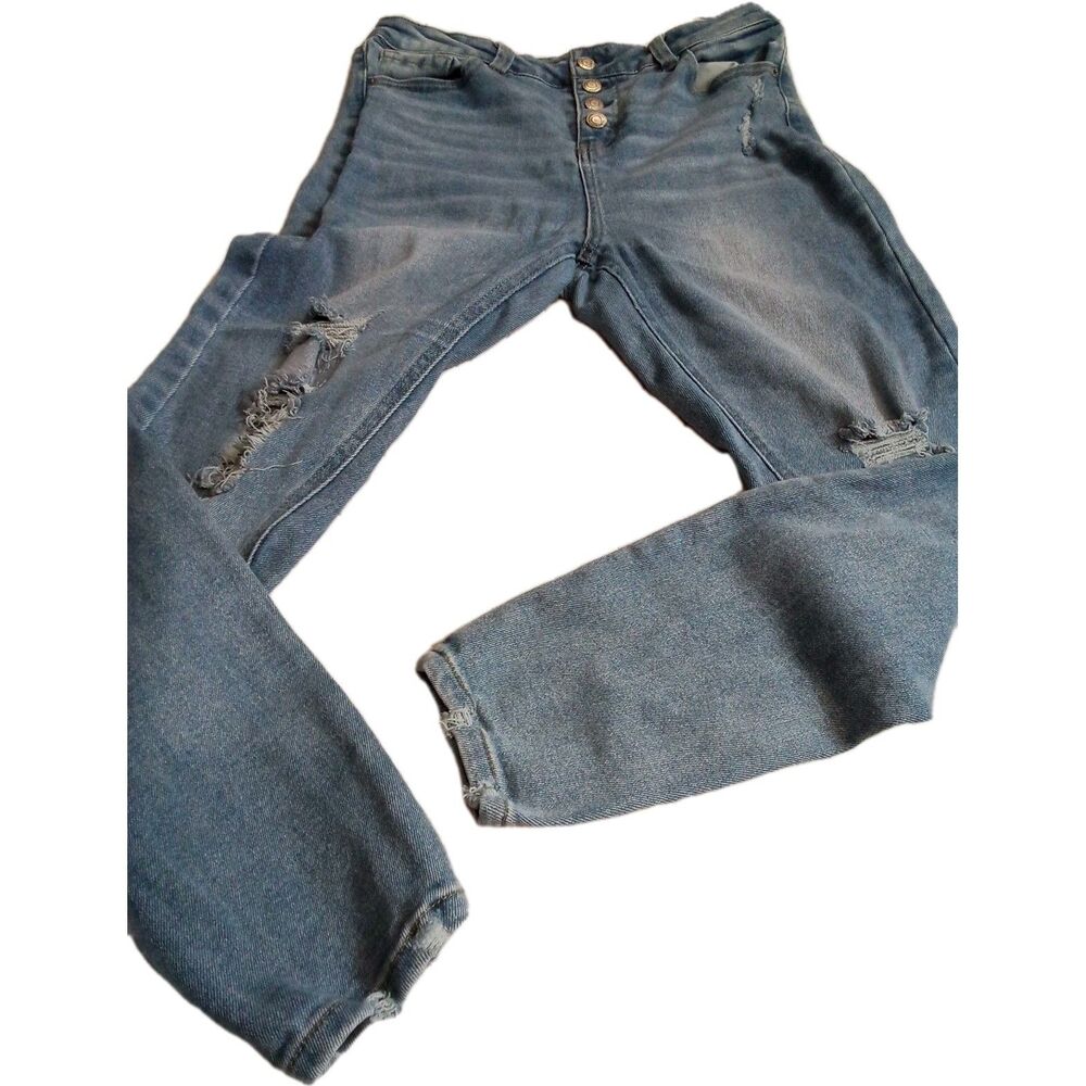 Junior Vanilla Star Skinny Denim Jeans Size Size 11 Y2 K Button Fly